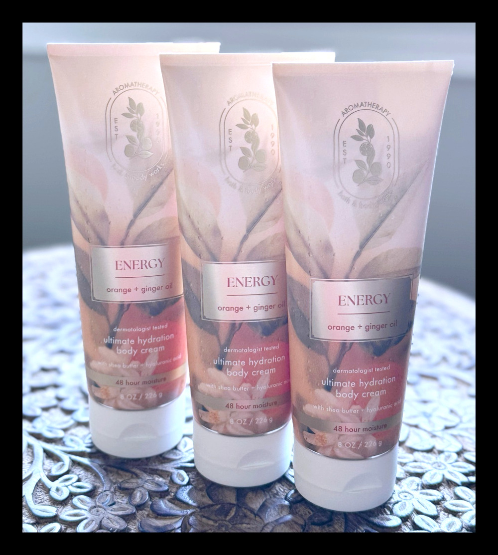 Bath & Body Works Energy Orange + Ginger Oil Ultimate Hydration Body Cream x3